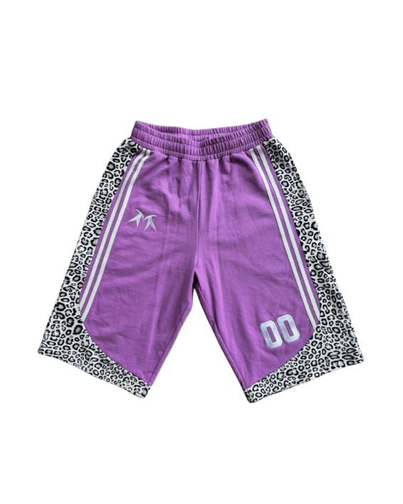 Purple Monarchs Leopard Print Shorts