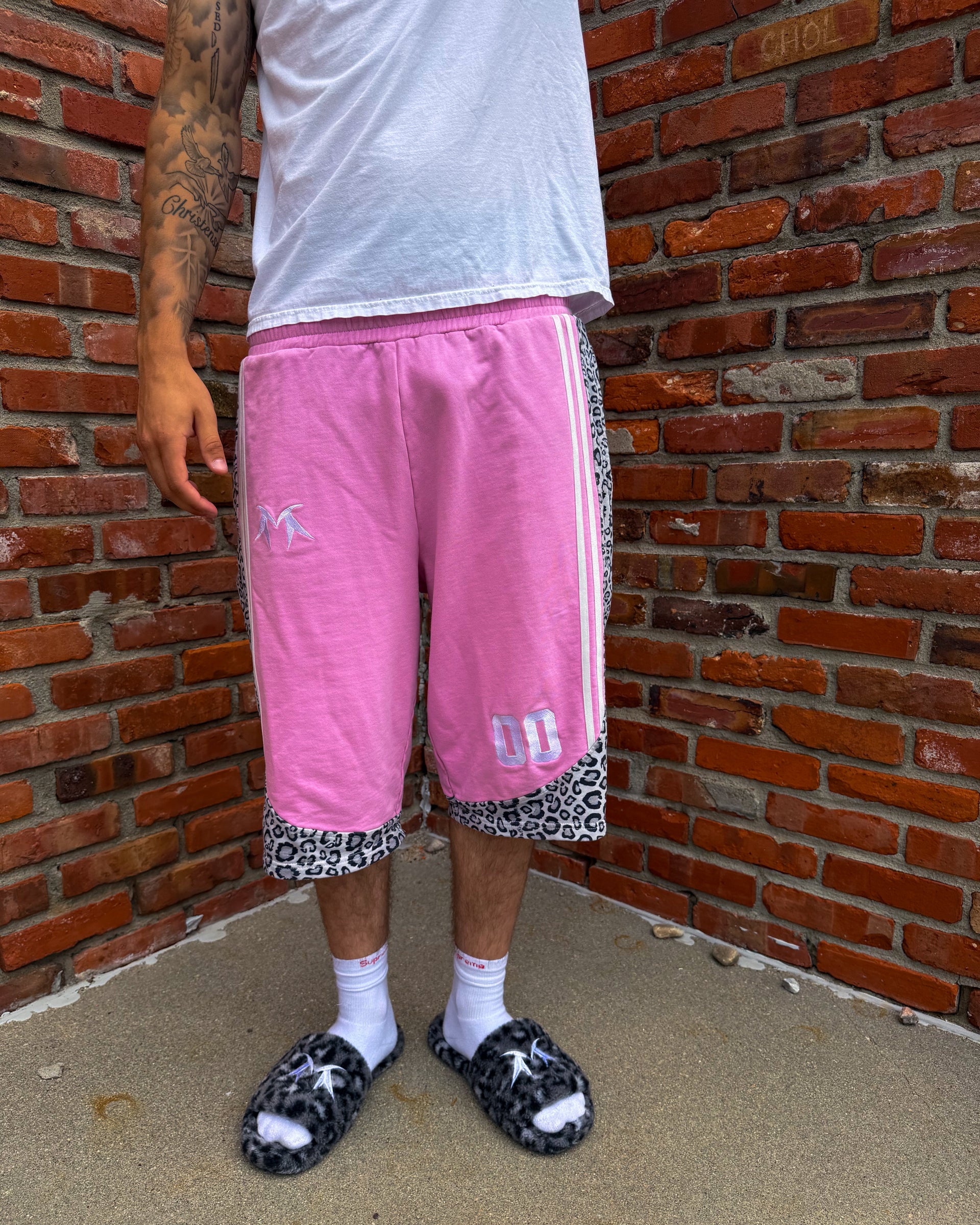 Pink Monarchs Leopard Print Shorts