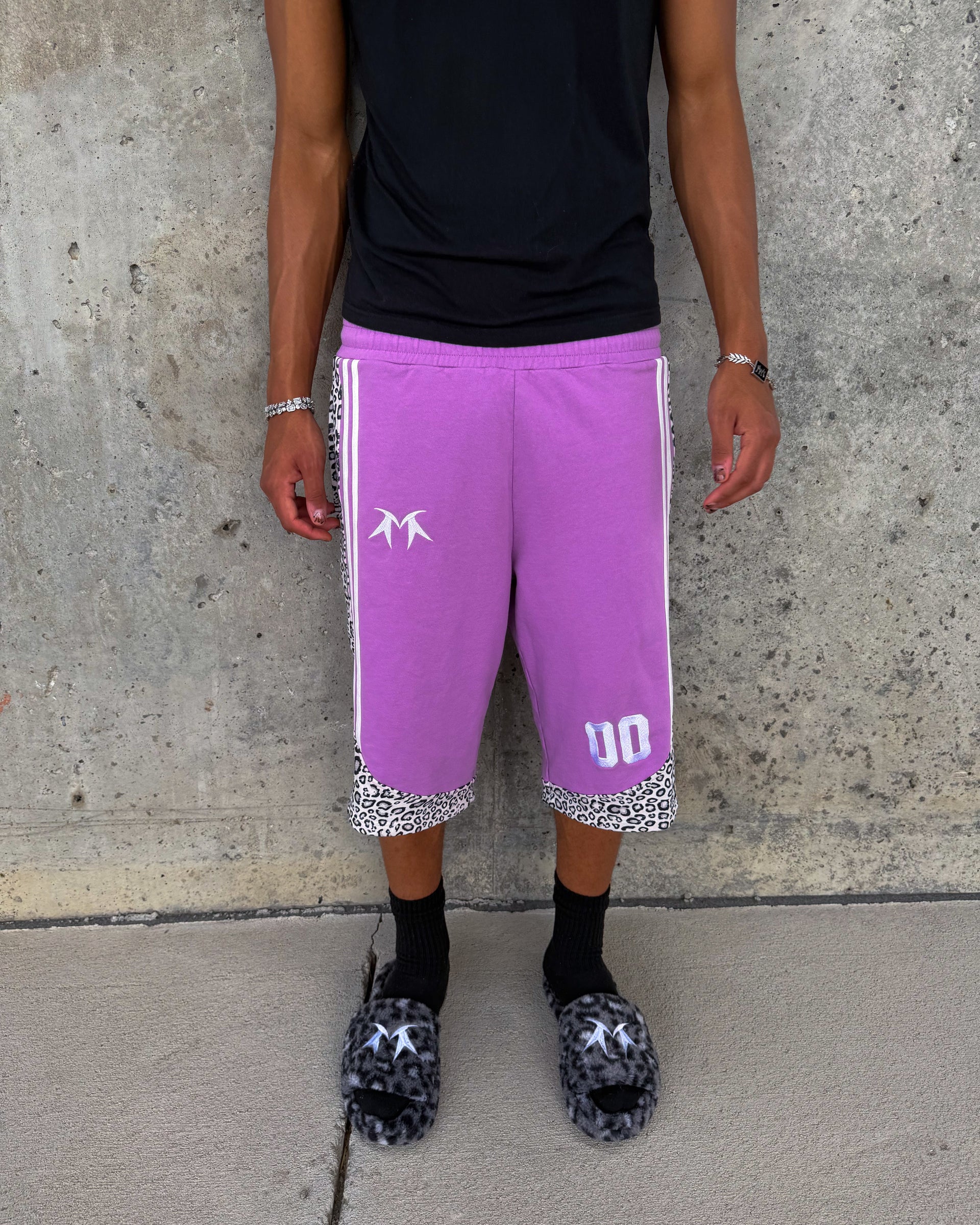 Purple Monarchs Leopard Print Shorts