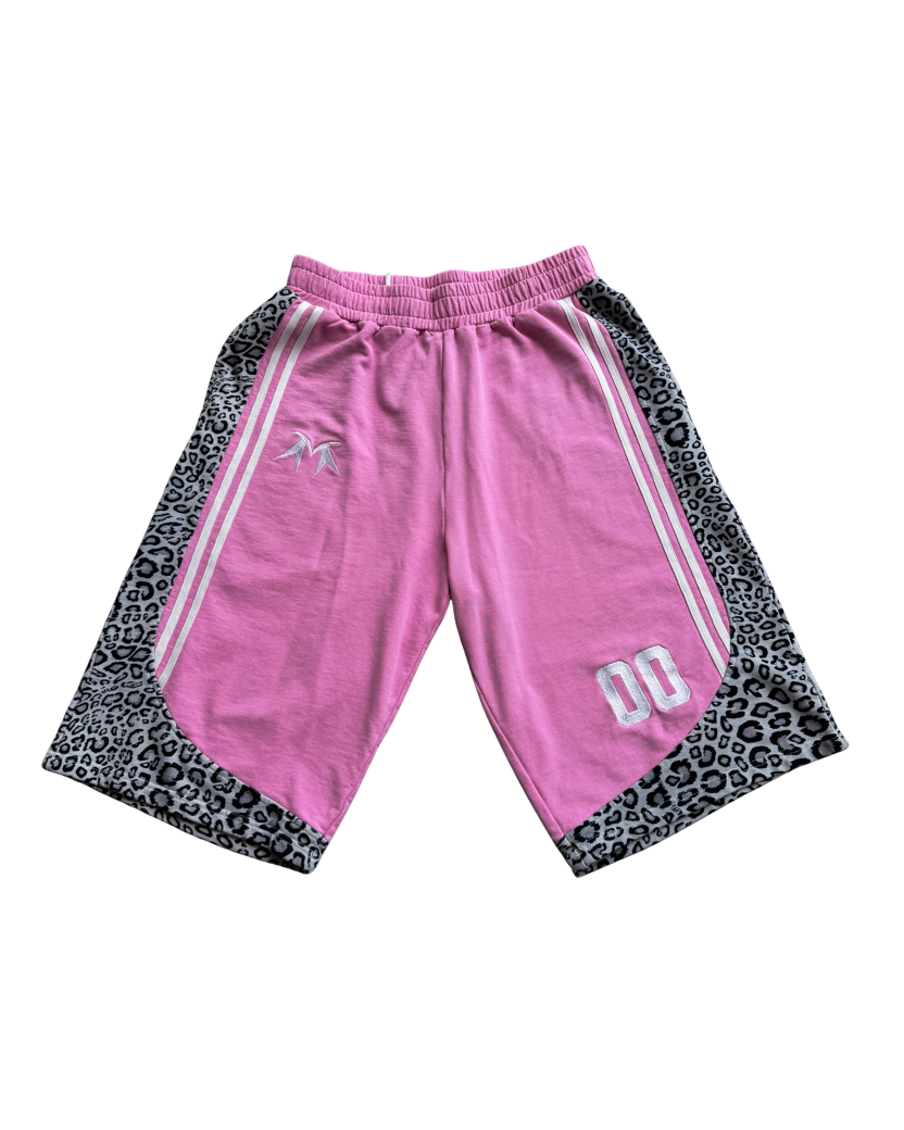 Pink Monarchs Leopard Print Shorts